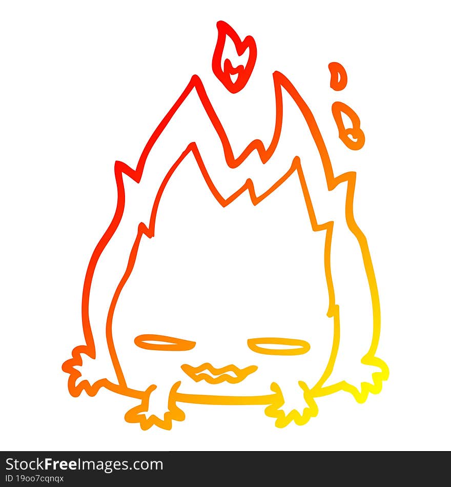 Warm Gradient Line Drawing Cartoon Fire Demon