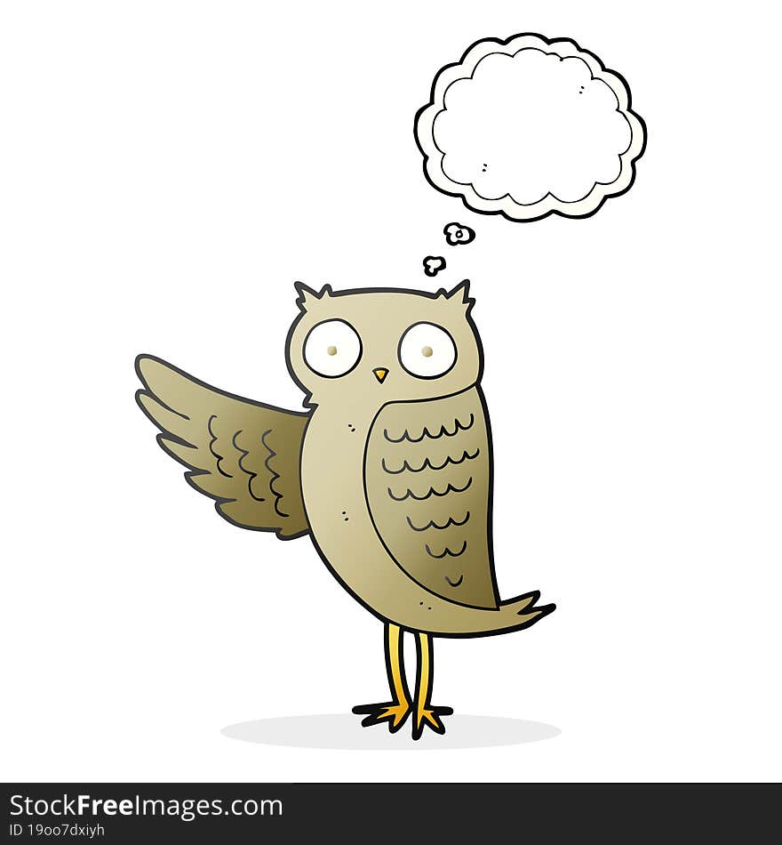 freehand drawn thought bubble cartoon owl