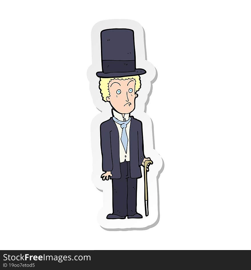 sticker of a cartoon man wearing top hat