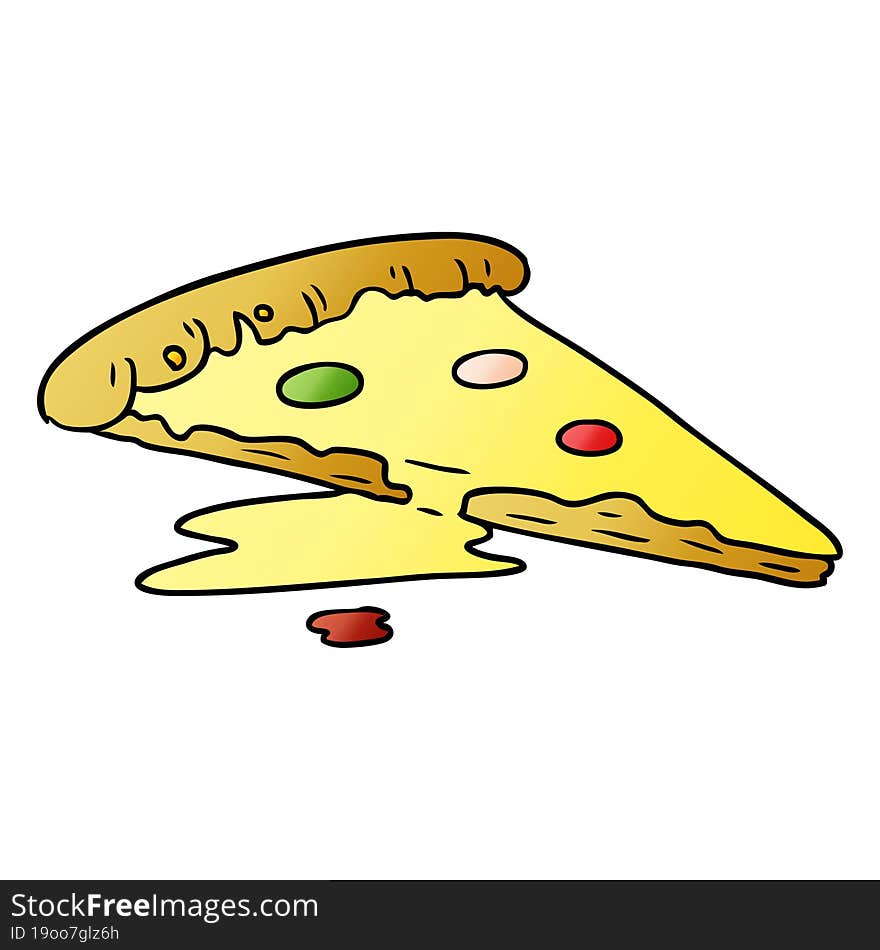 gradient cartoon doodle of a slice of pizza