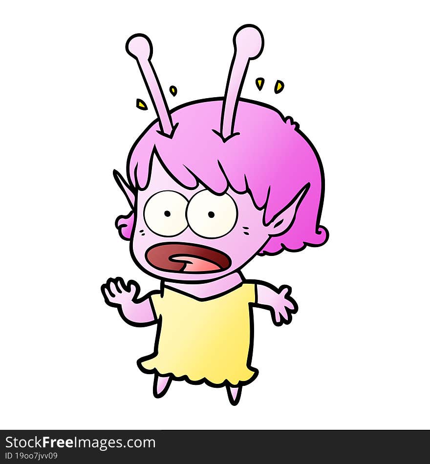 cartoon shocked alien girl. cartoon shocked alien girl