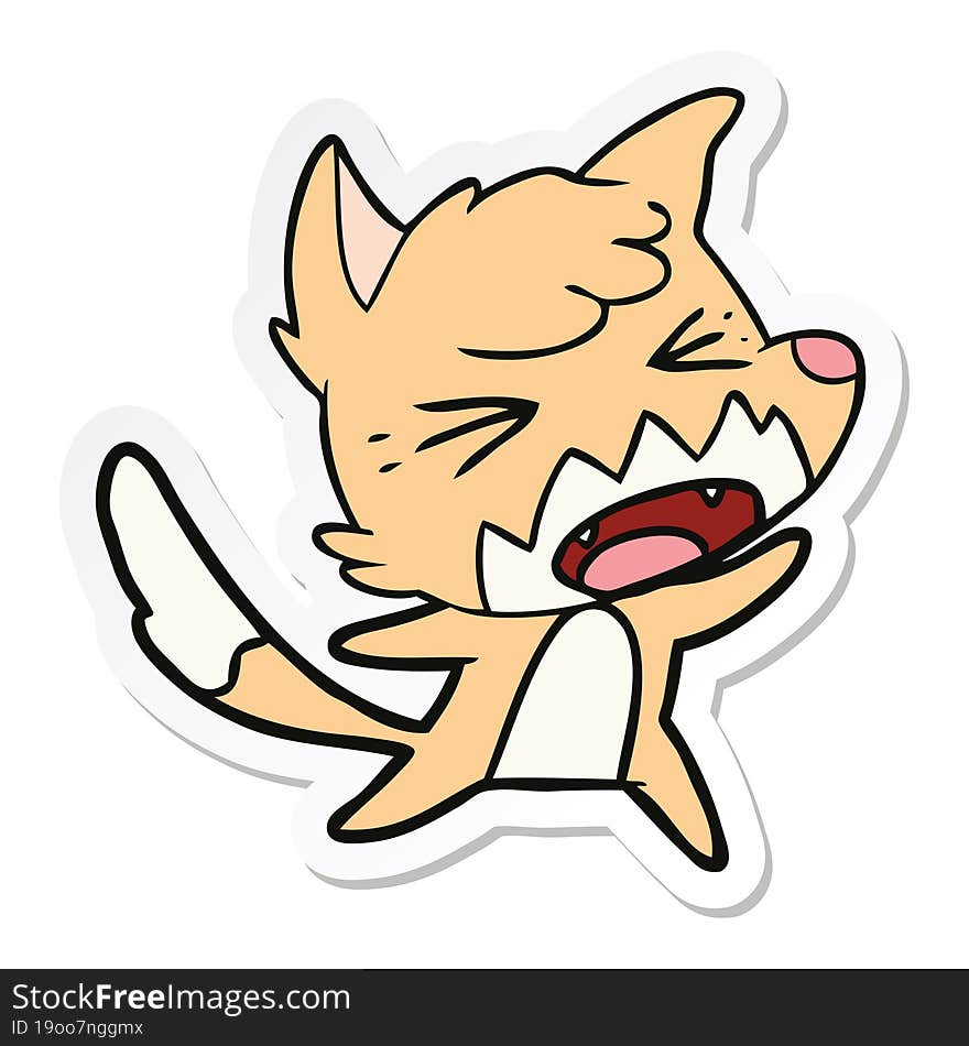 sticker of a angry cartoon fox