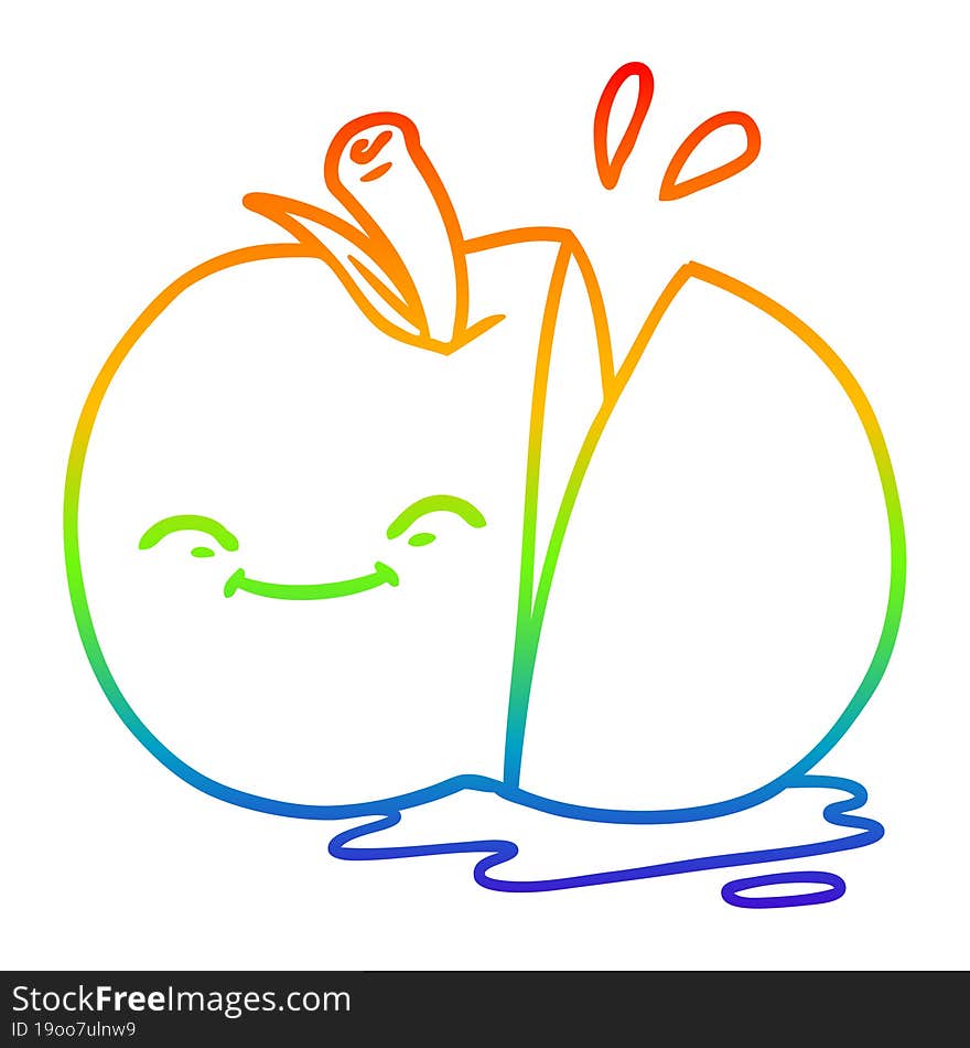 rainbow gradient line drawing cartoon sliced apple