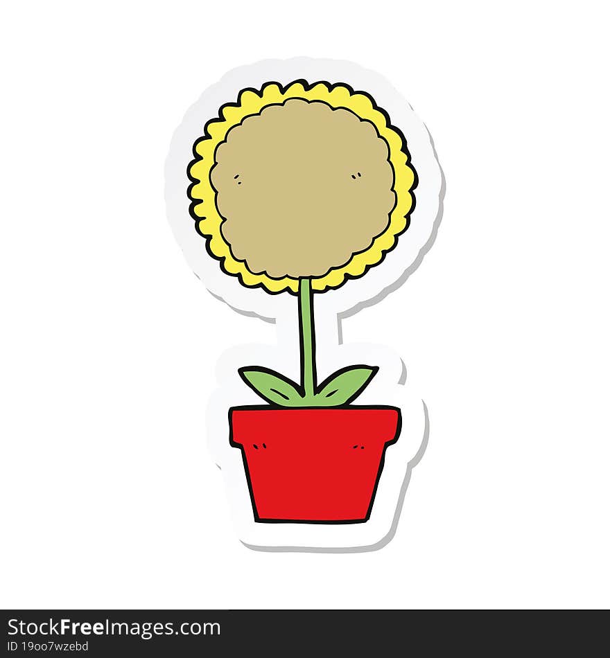 Sticker Of A Cute Cartoon Flower