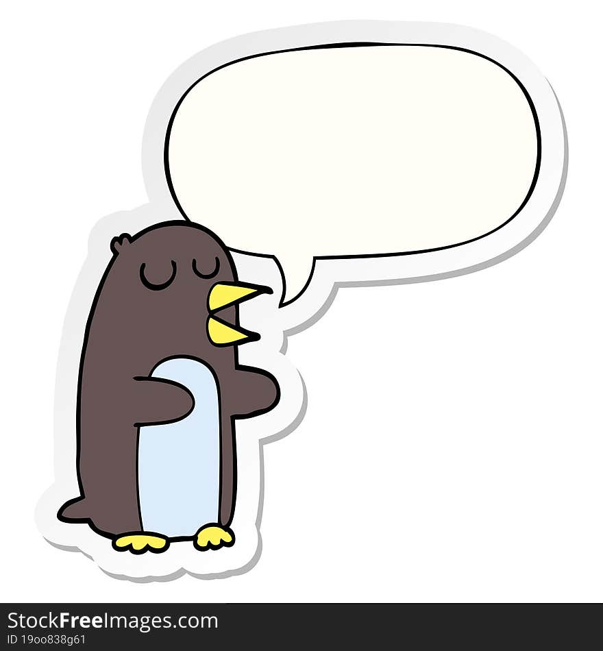 cartoon penguin and speech bubble sticker