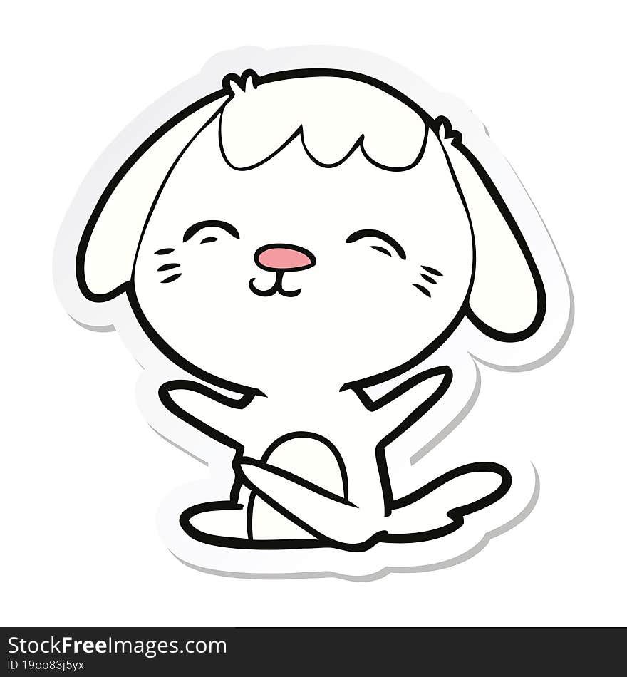 sticker of a happy cartoon sitting dog