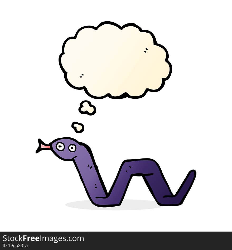 Funny Cartoon Snake With Thought Bubble