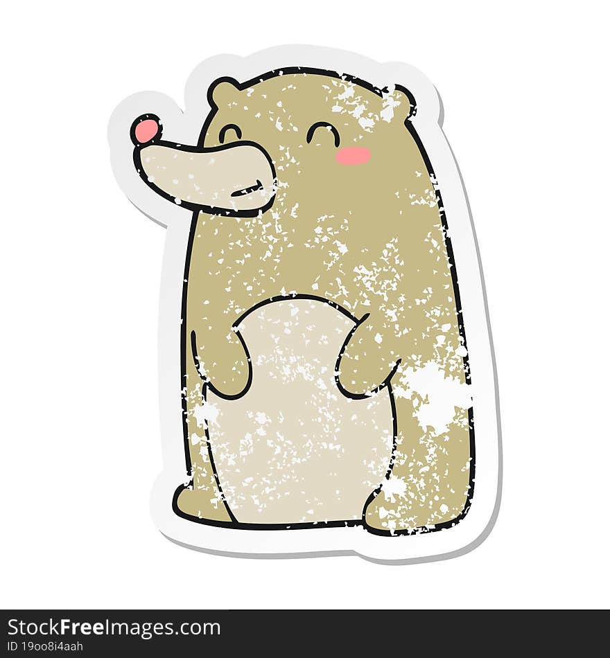 distressed sticker of a cute cartoon bear