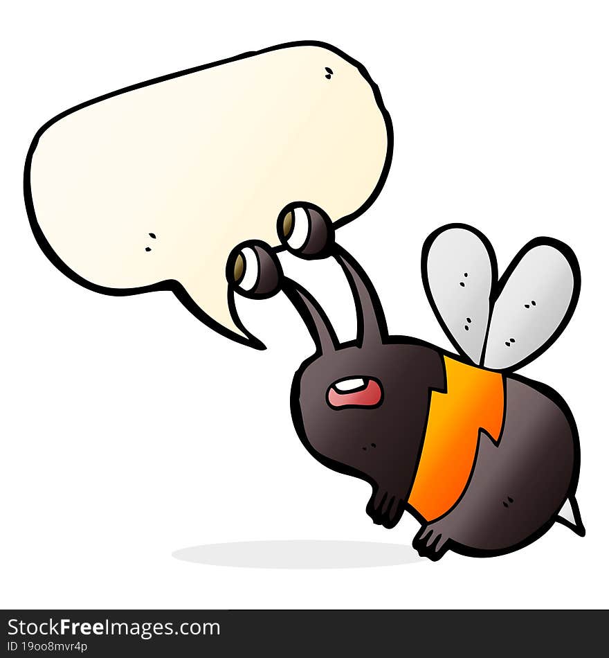 cartoon frightened bee with speech bubble