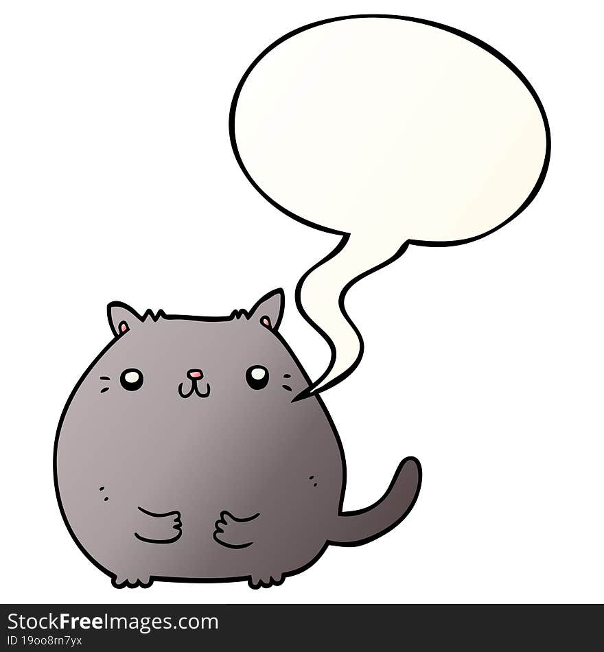 cartoon cat with speech bubble in smooth gradient style