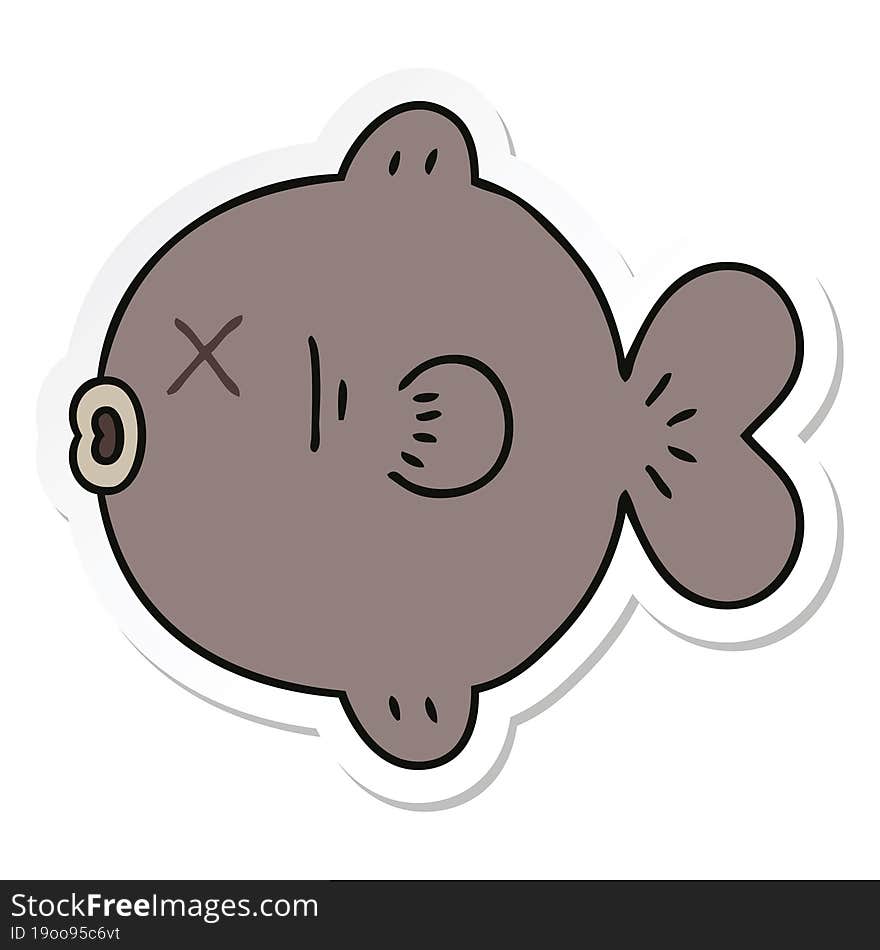 sticker of a quirky hand drawn cartoon fish