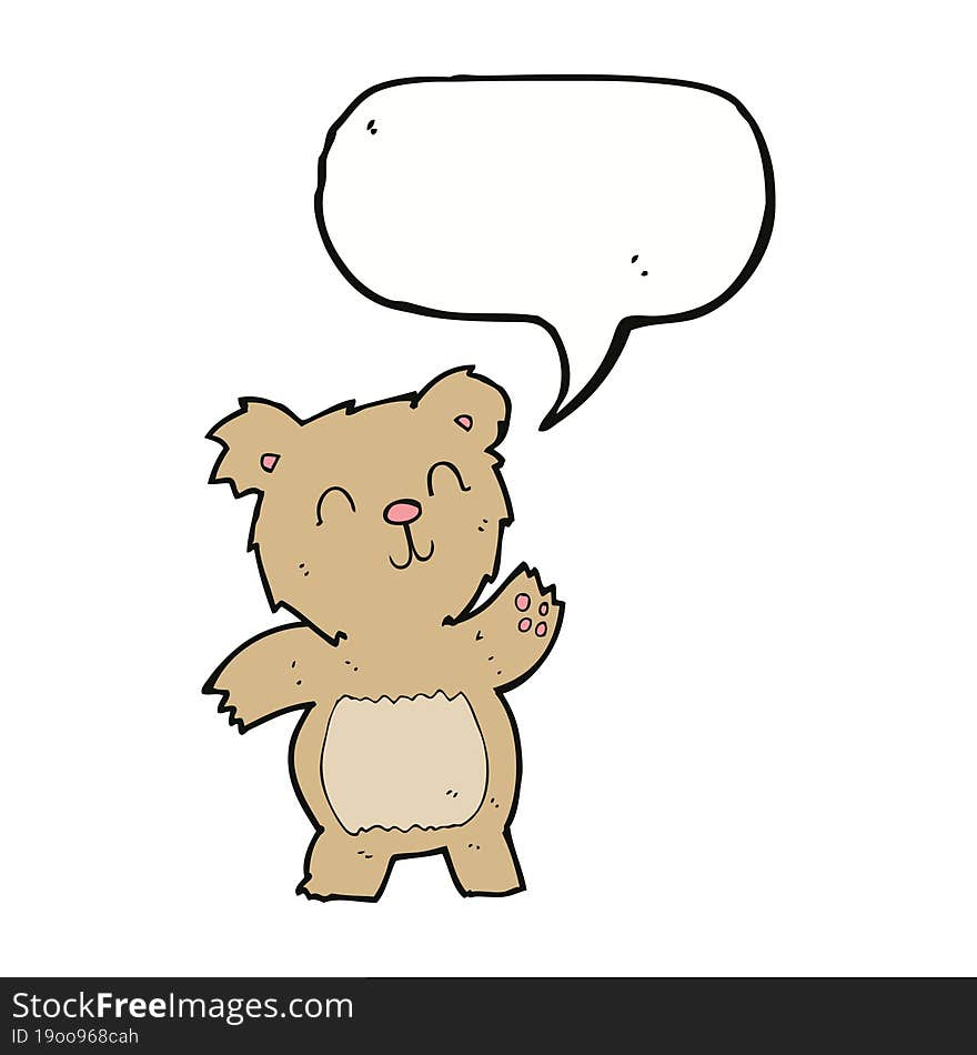 Cartoon Teddy Bear With Speech Bubble