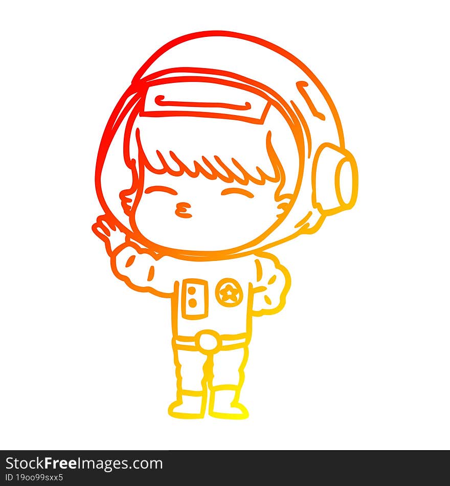 warm gradient line drawing cartoon curious astronaut