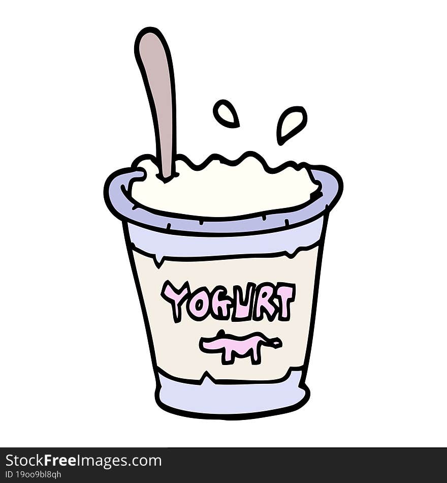 hand drawn doodle style cartoon yogurt