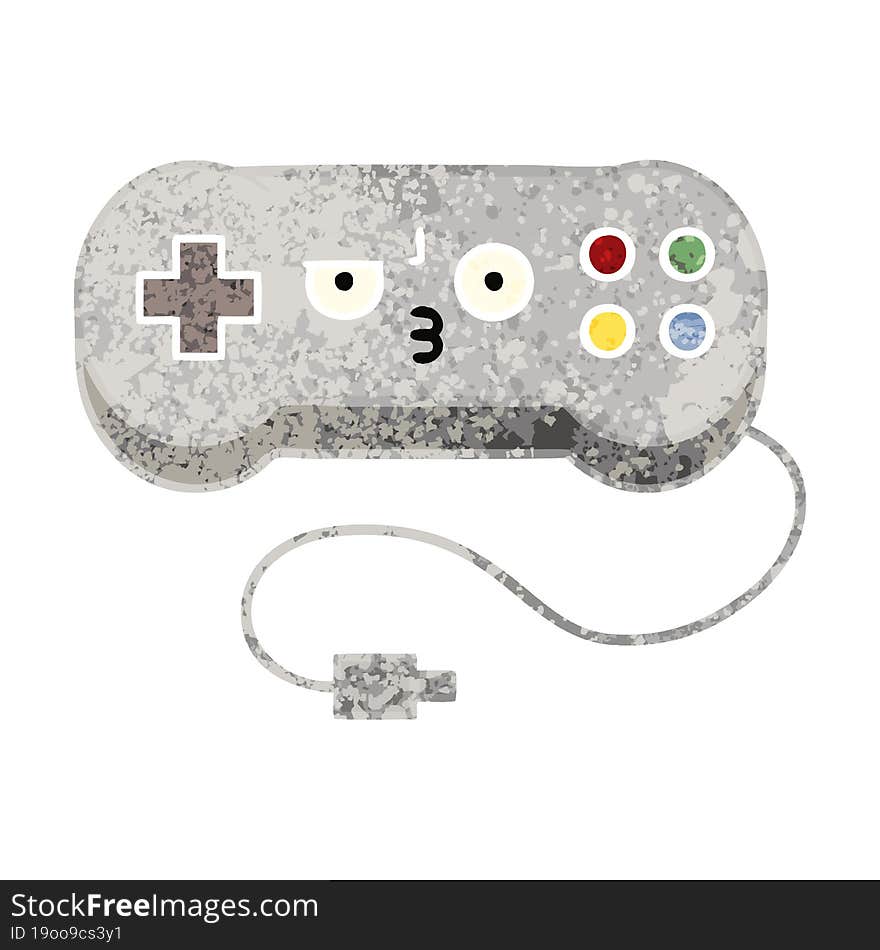 retro illustration style cartoon game controller