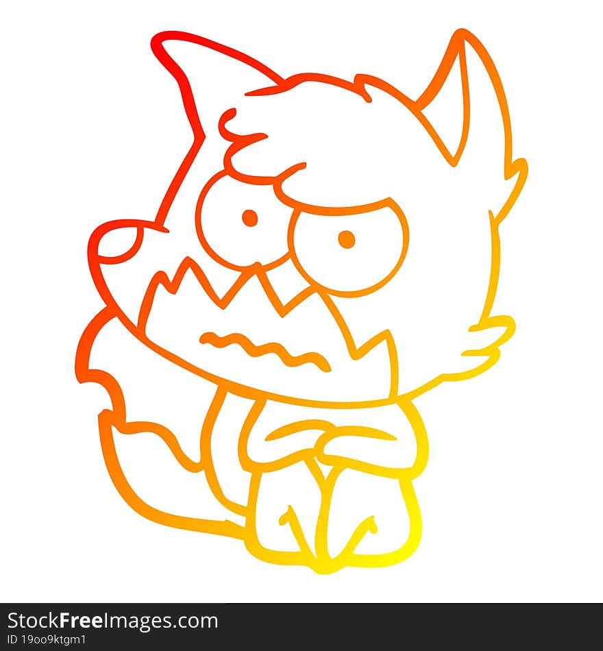 warm gradient line drawing cartoon annoyed fox