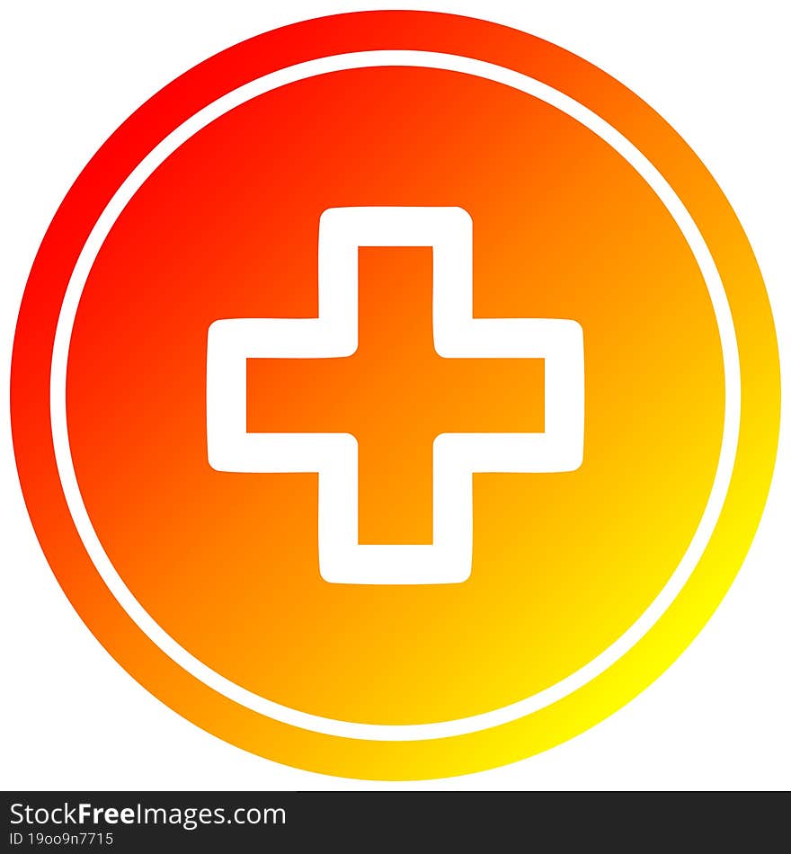 addition symbol circular in hot gradient spectrum