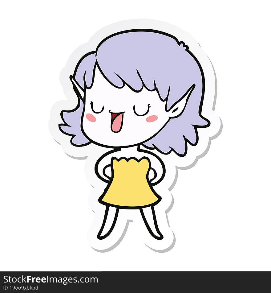 sticker of a cartoon elf girl