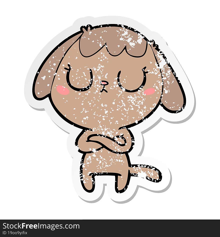 distressed sticker of a cute cartoon dog