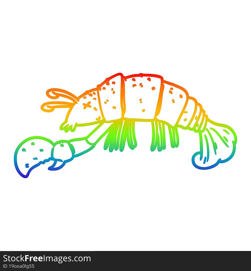 Rainbow Gradient Line Drawing Cartoon Lobster