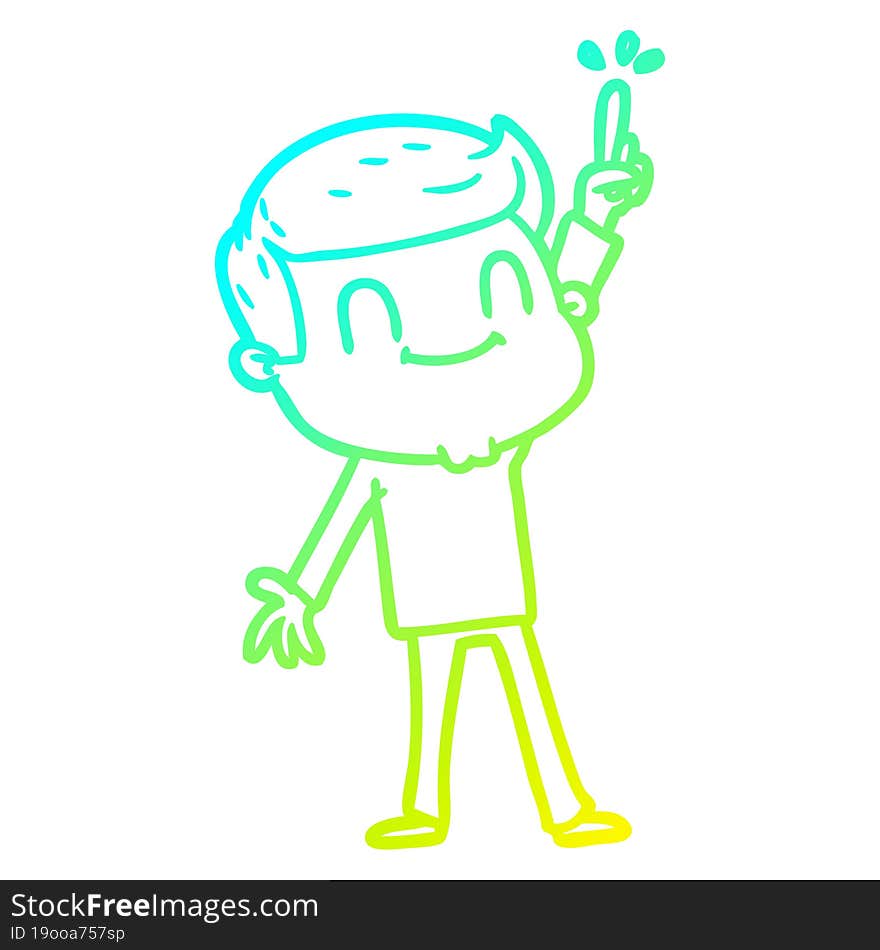 cold gradient line drawing of a cartoon friendly man