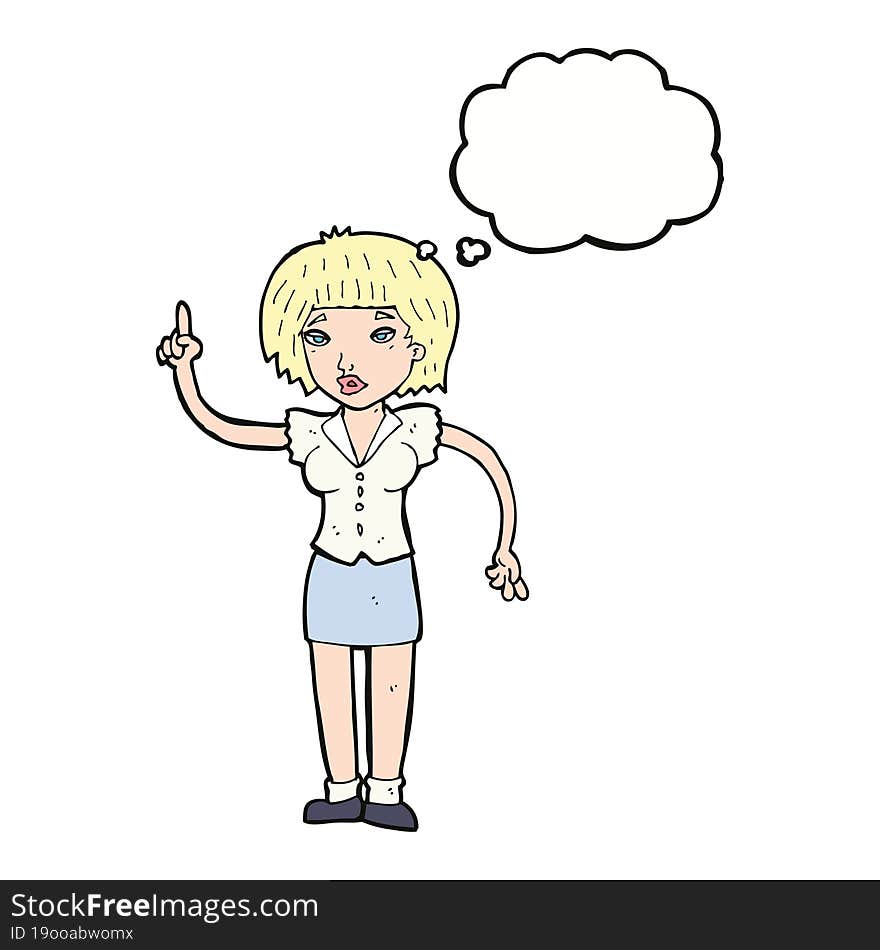 cartoon woman with idea with thought bubble