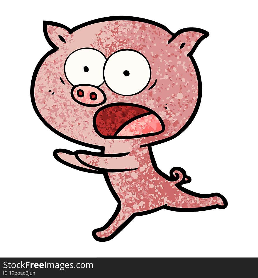 cartoon pig running. cartoon pig running