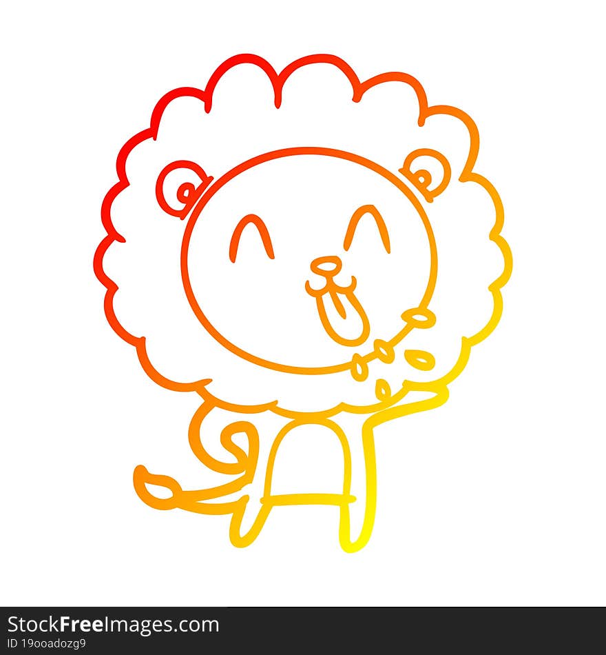 warm gradient line drawing happy cartoon lion