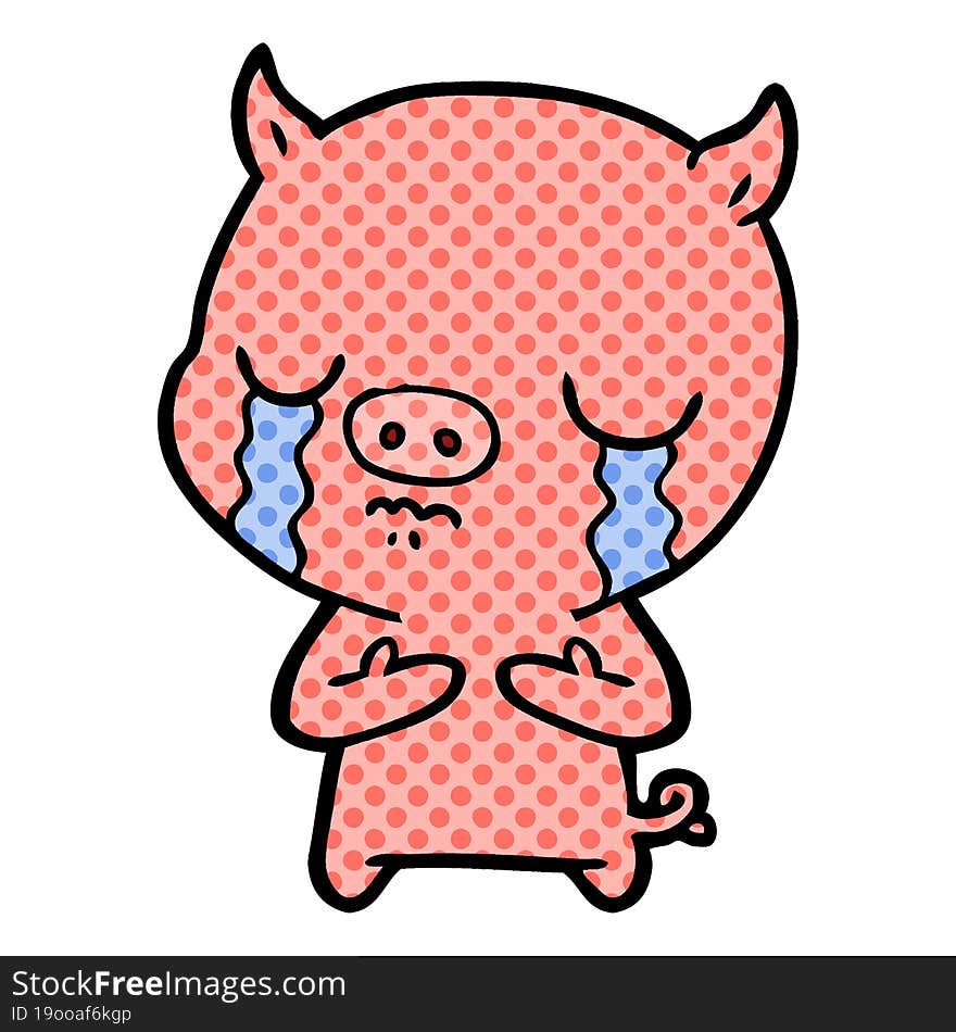 cartoon pig crying. cartoon pig crying