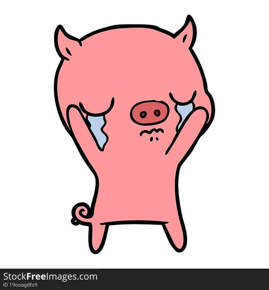 cartoon pig crying. cartoon pig crying