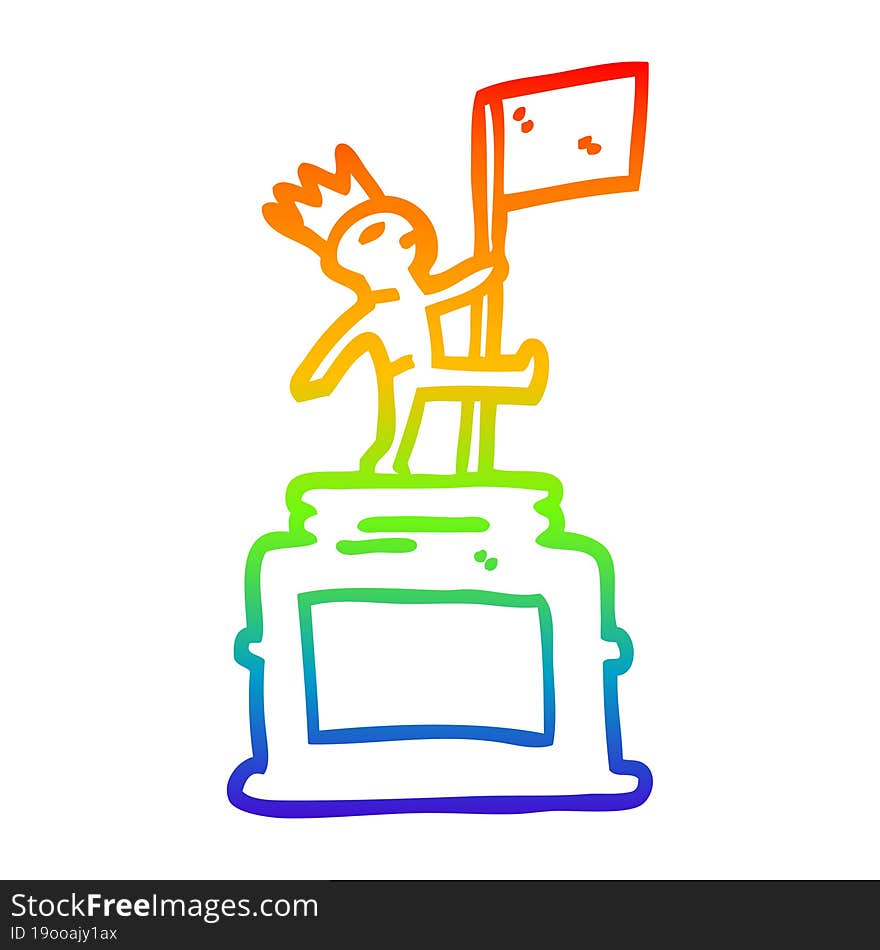 rainbow gradient line drawing of a cartoon monument statue