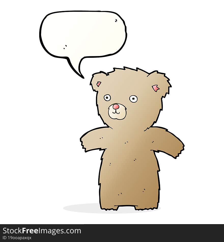 Cute Cartoon Teddy Bear With Speech Bubble