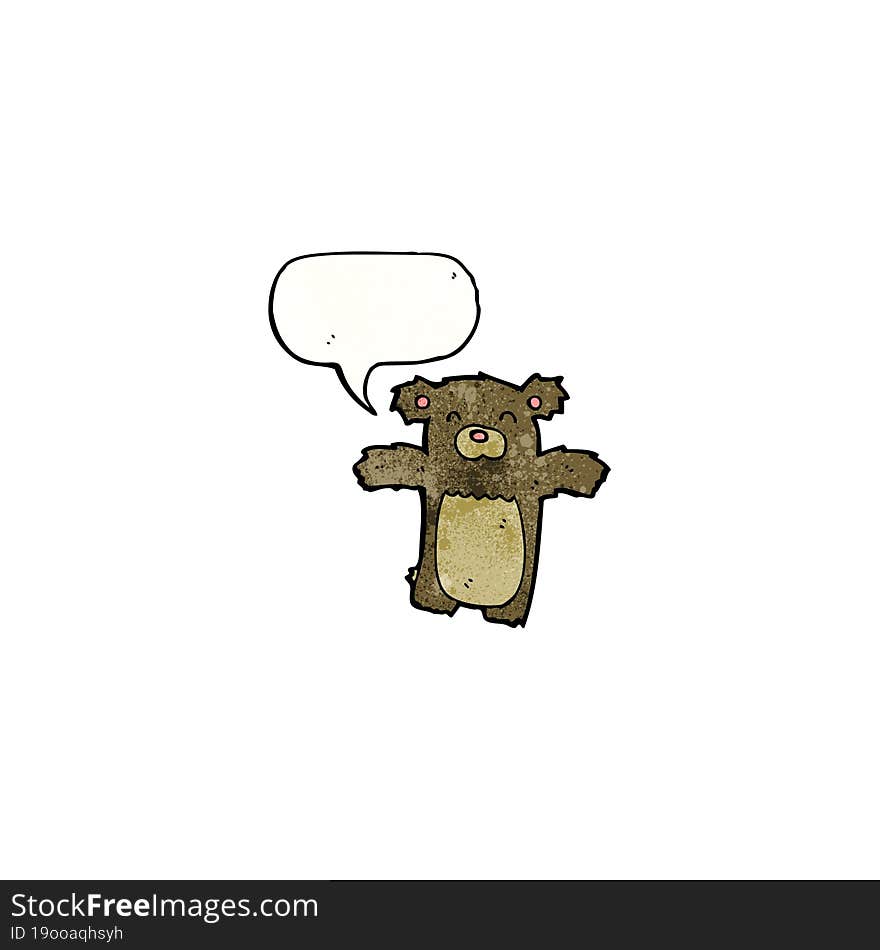 cartoon teddy bear with speech bubble