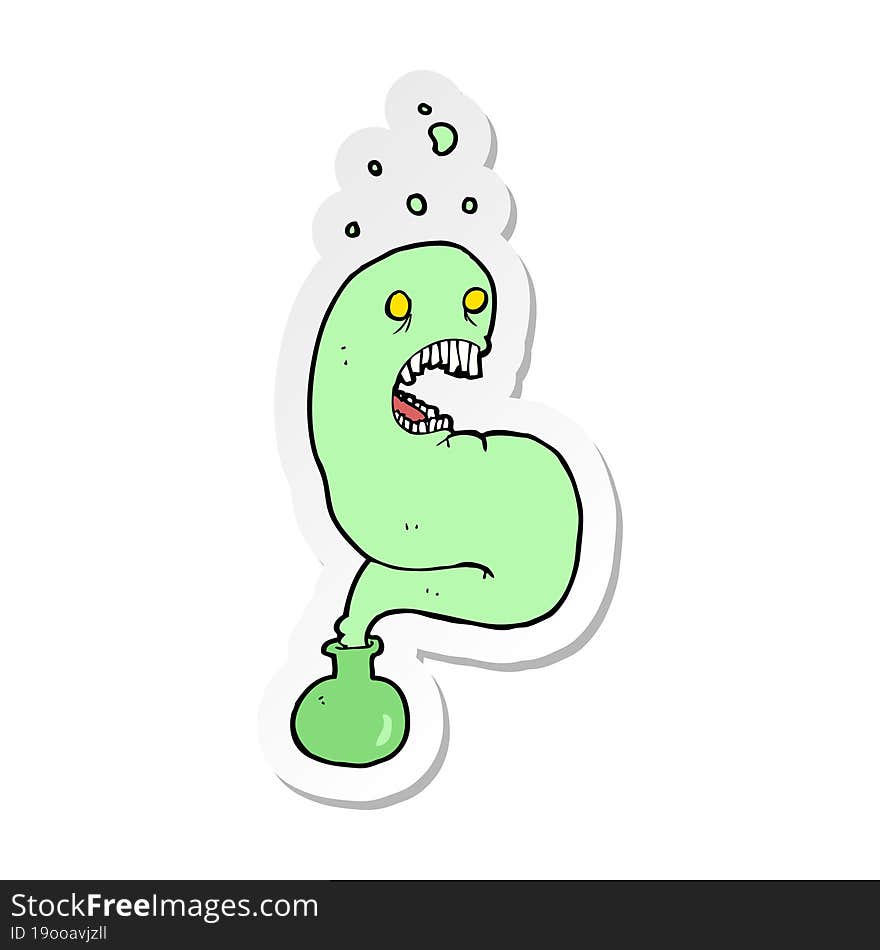 sticker of a cartoon halloween ghost in bottle