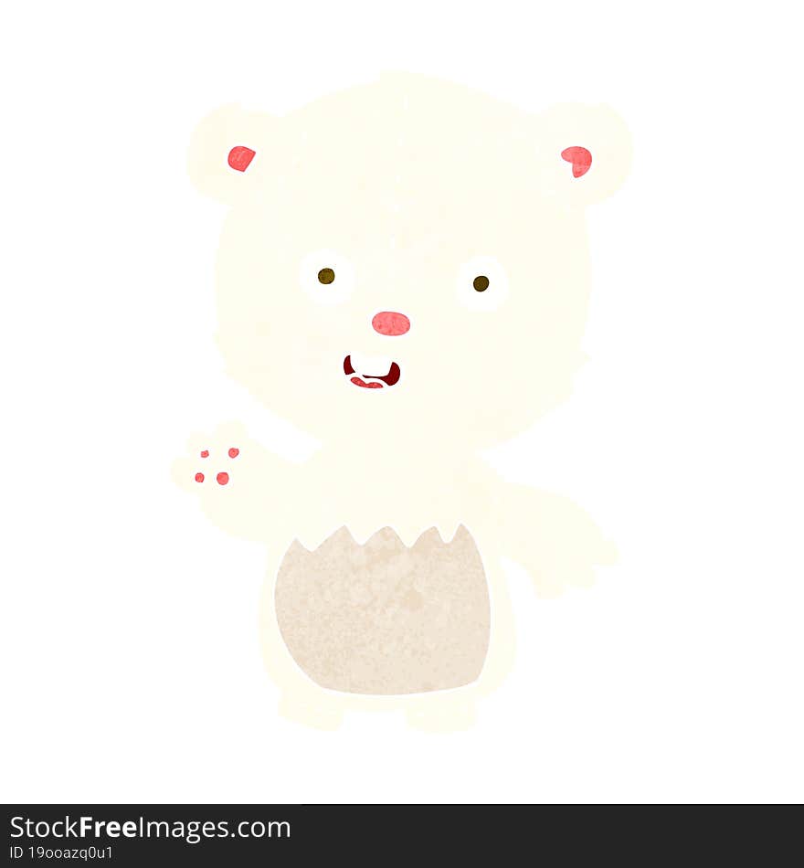 cartoon waving polar bear cub