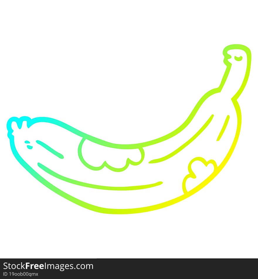 cold gradient line drawing cartoon turning banana