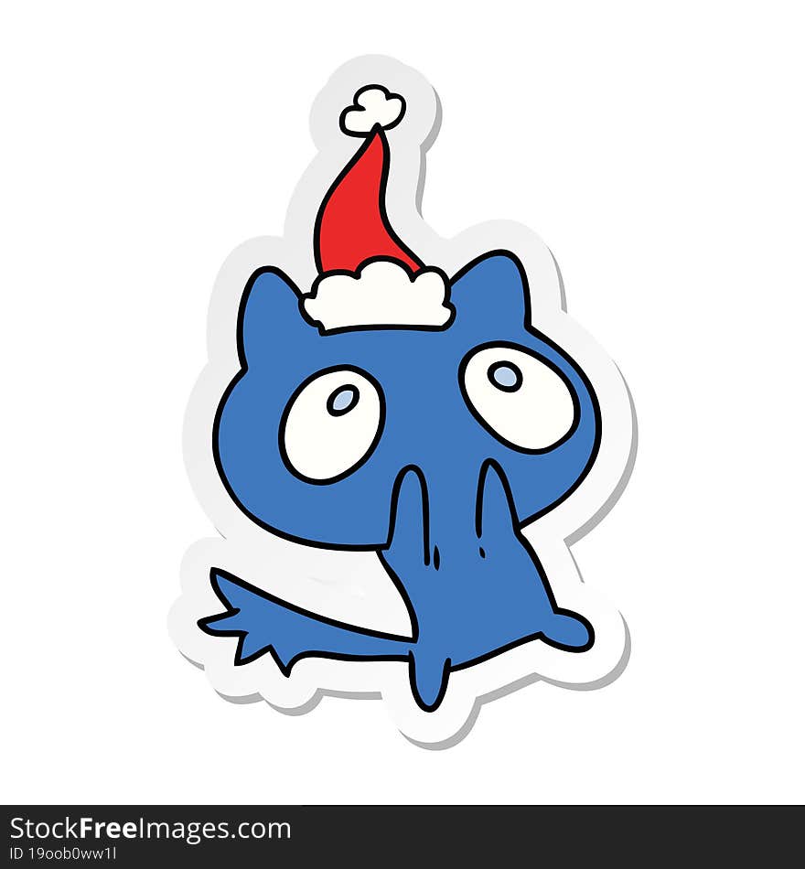 christmas sticker cartoon of kawaii cat