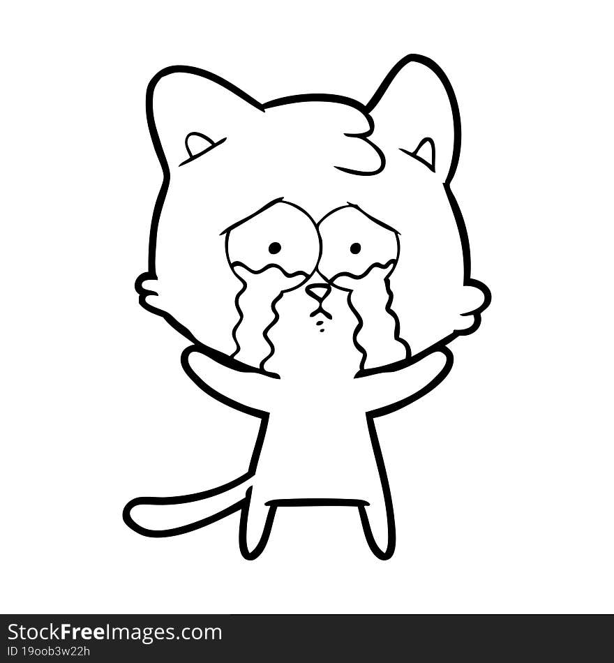 cartoon crying cat. cartoon crying cat