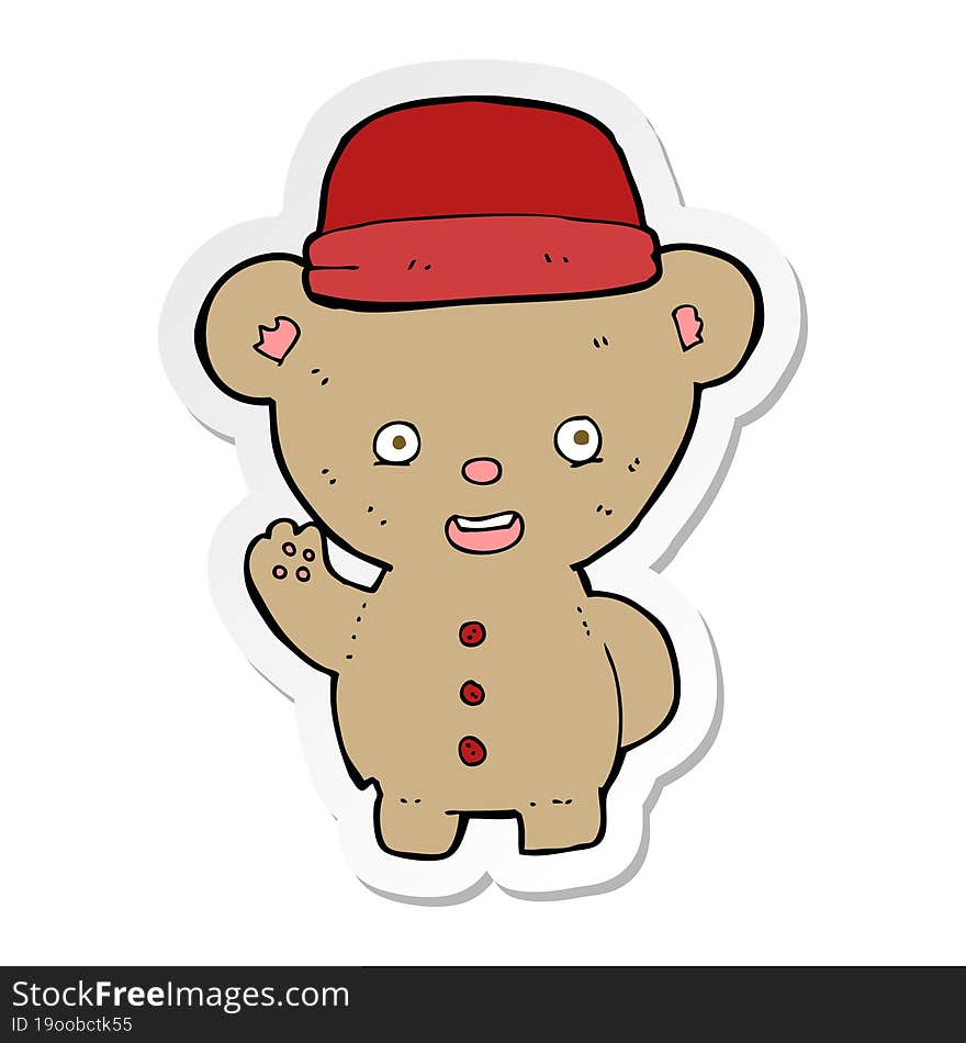 sticker of a cartoon bear in hat