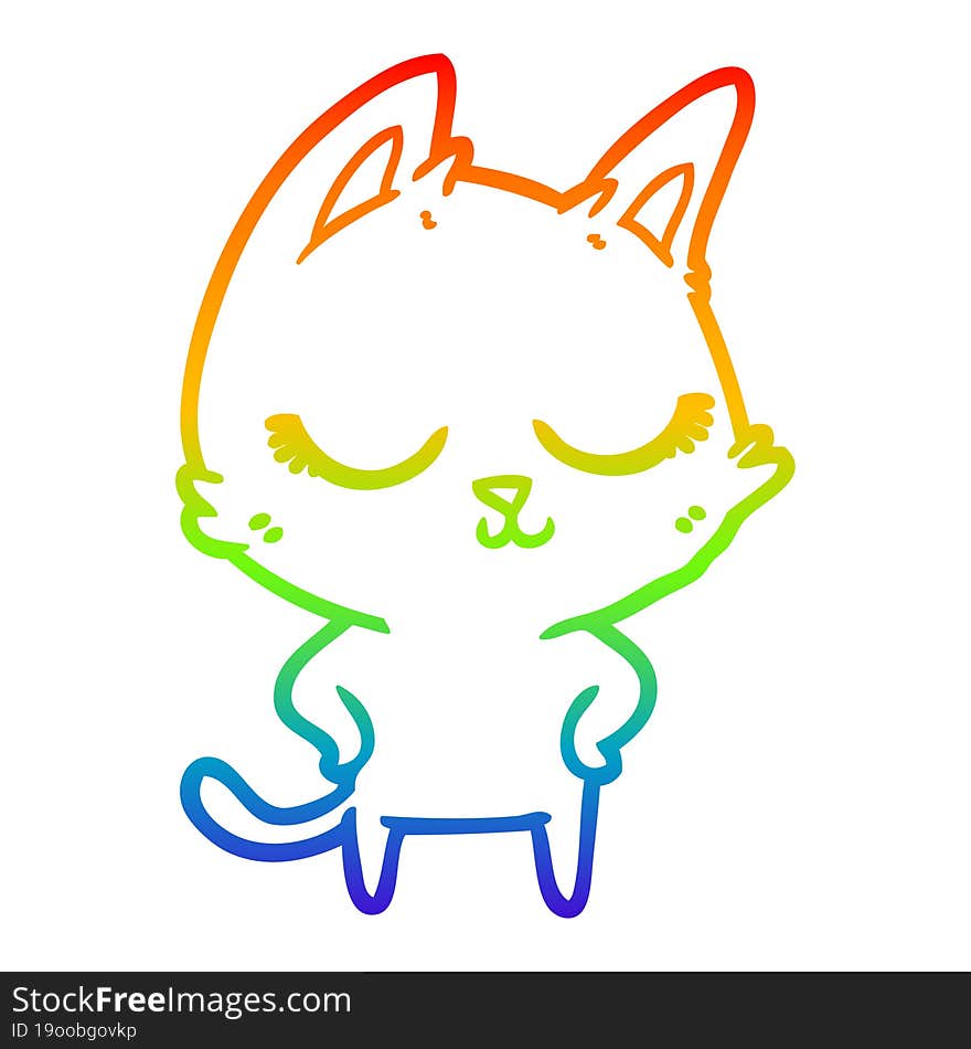 rainbow gradient line drawing calm cartoon cat