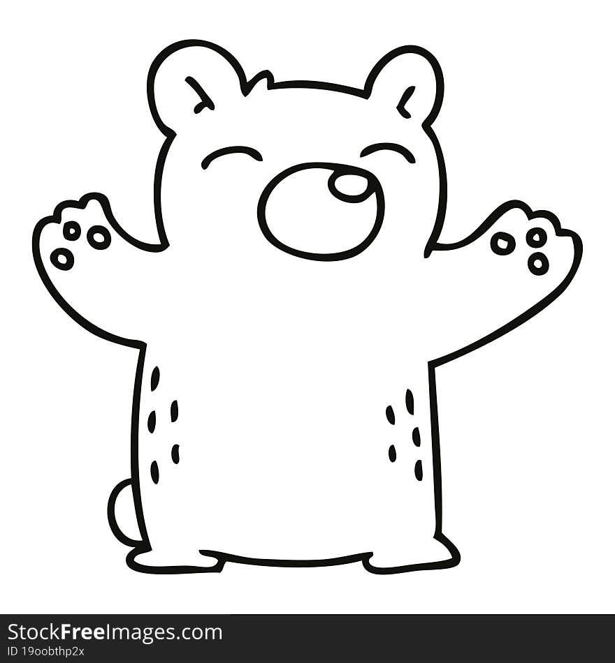 quirky line drawing cartoon bear