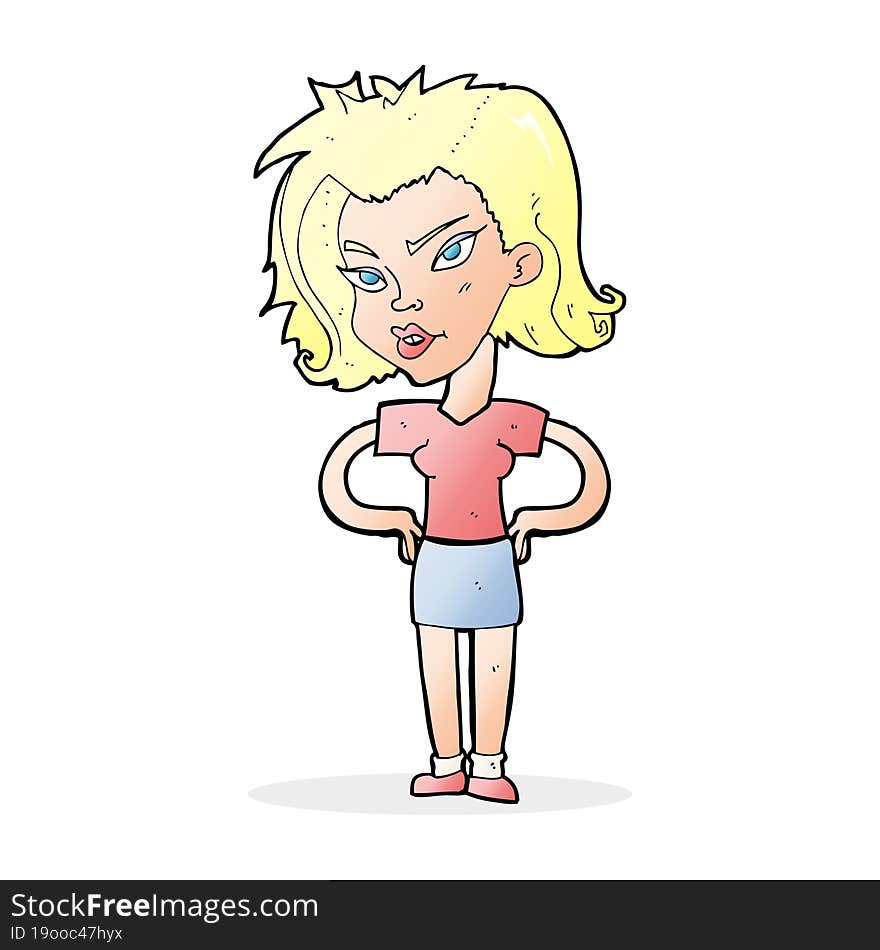 cartoon woman with hands on hips