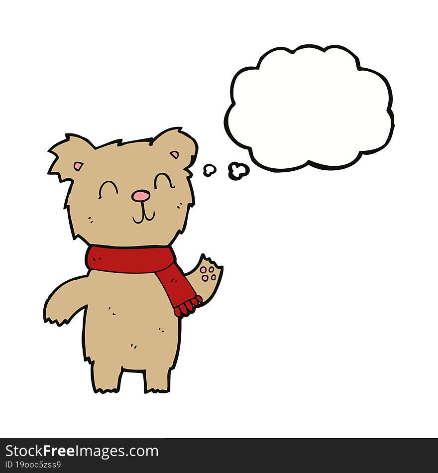 Cartoon Cute Teddy Bear With Thought Bubble