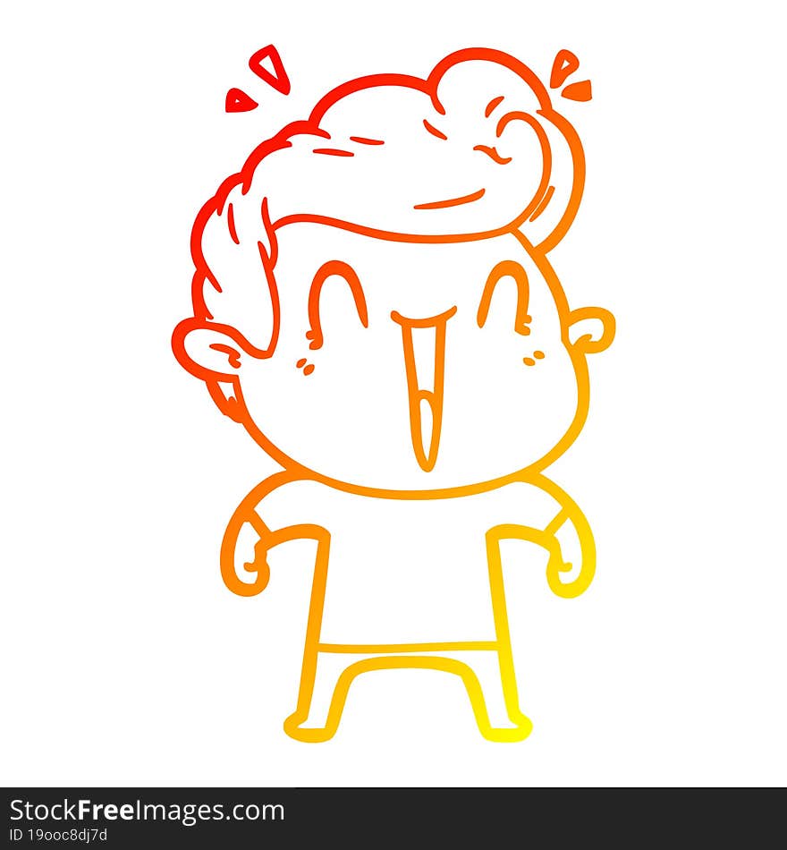 Warm Gradient Line Drawing Excited Man Cartoon