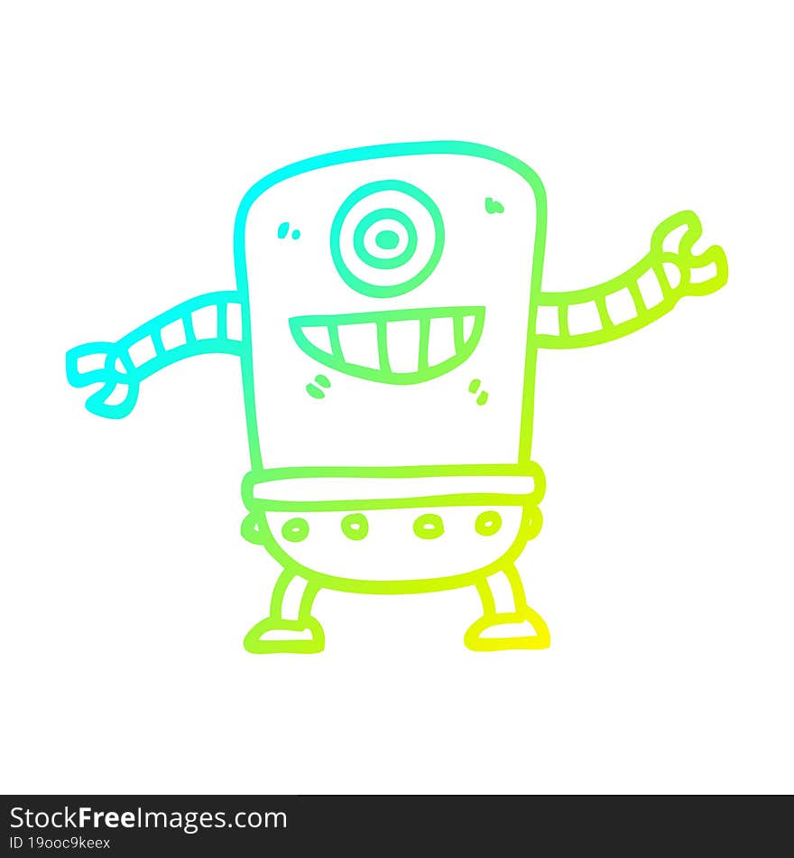 cold gradient line drawing cartoon robot