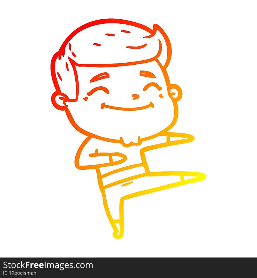 warm gradient line drawing happy cartoon man dancing