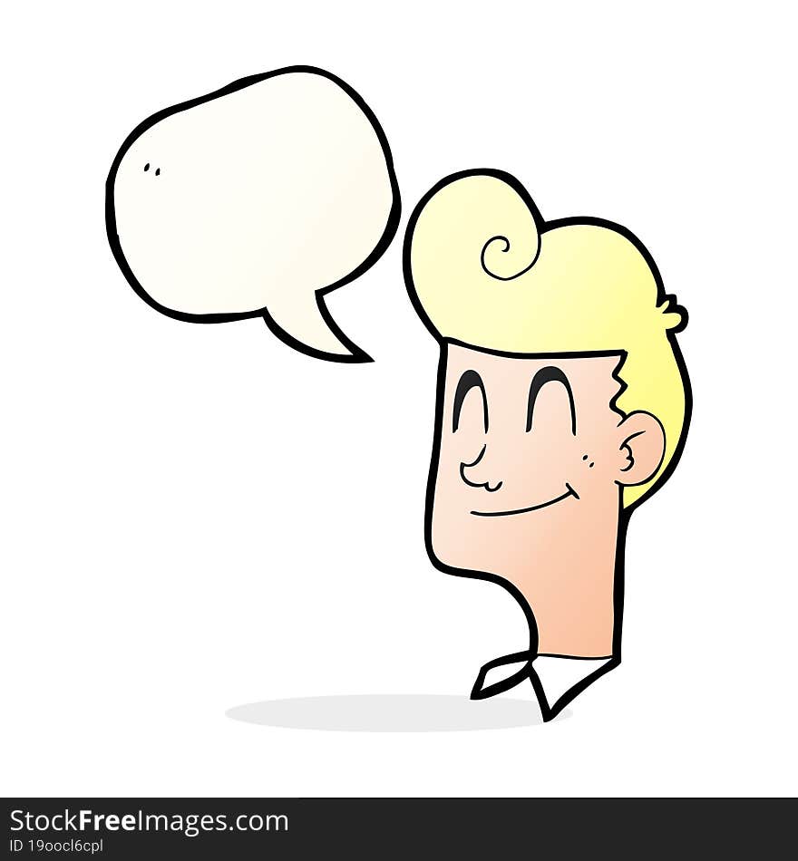 freehand drawn speech bubble cartoon smiling man