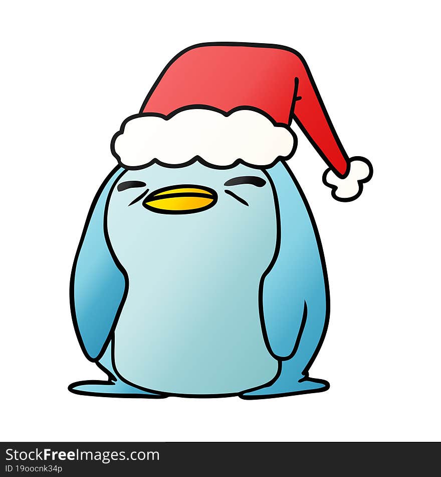 christmas gradient cartoon of kawaii penguin