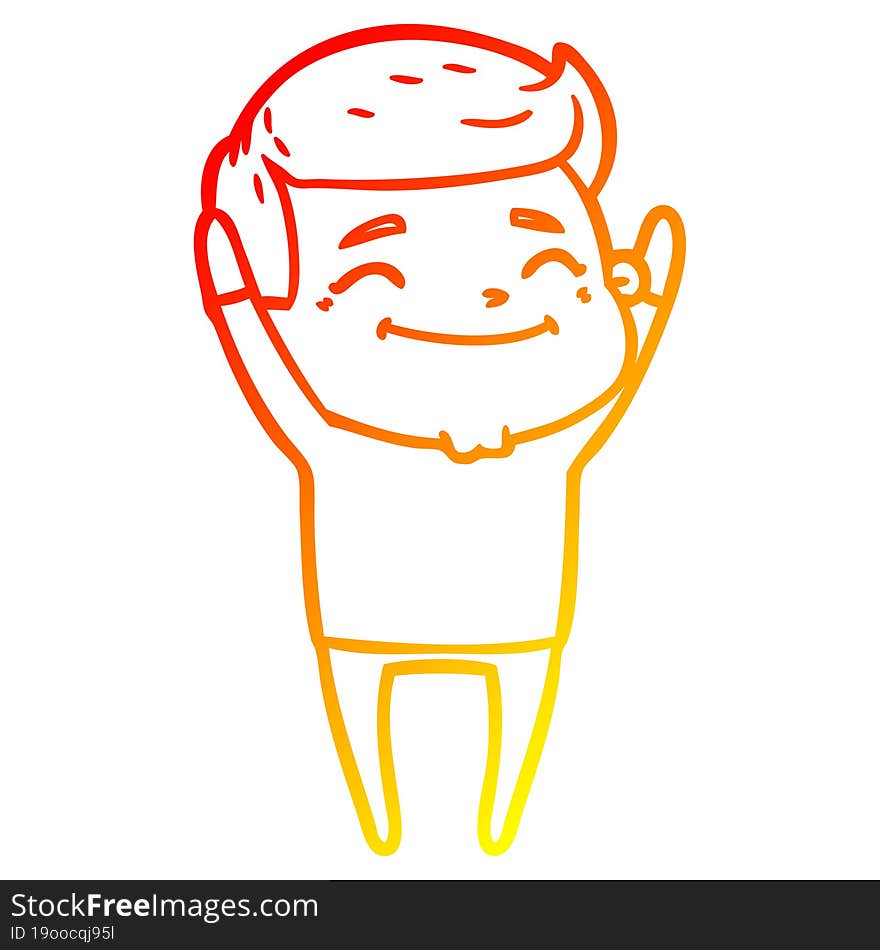 warm gradient line drawing happy cartoon man