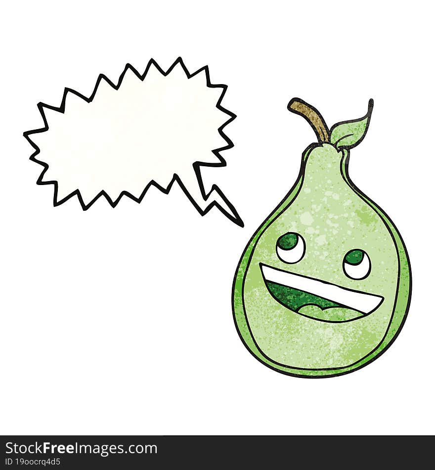 freehand drawn texture speech bubble cartoon pear